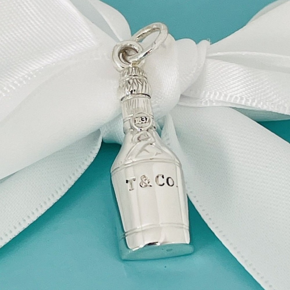 Tiffany & Co 1837 Champagne Bottle Pendant or Charm in Sterling Silver